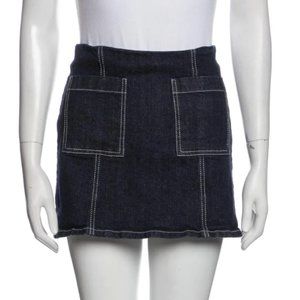Reformation Denim Mini Skirt with Contrast Stitching XS